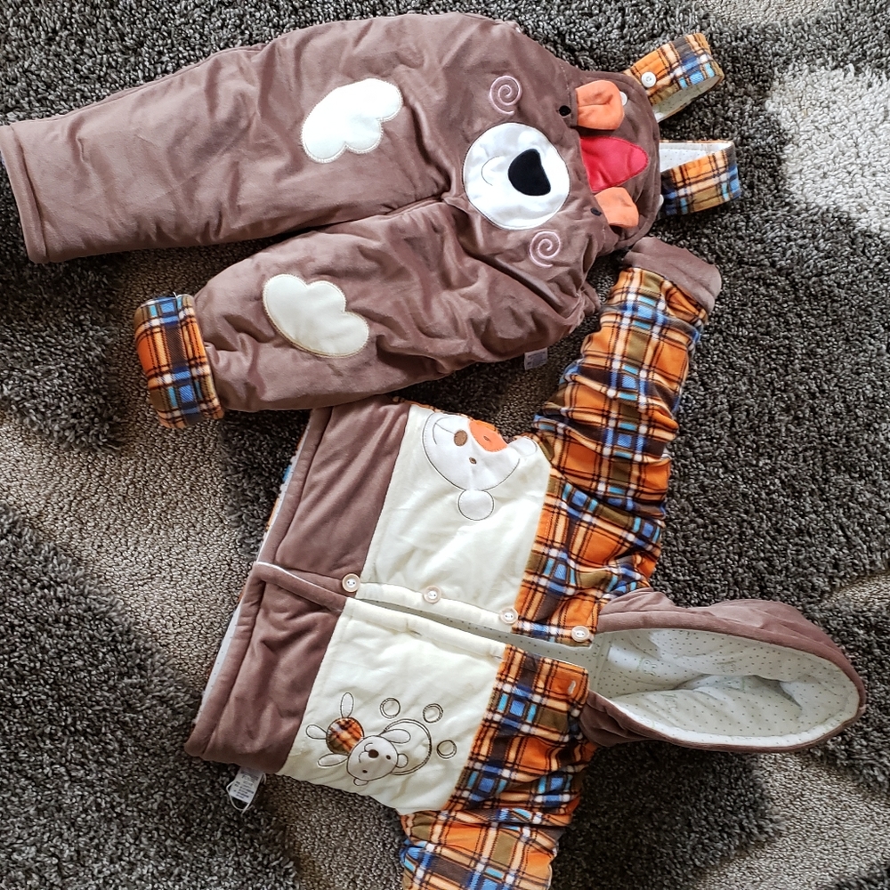 Toddler boys winter coat and overalls